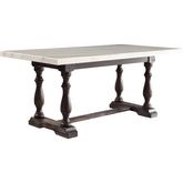 Gerardo Dining Table in White Marble & Weathered Espresso
